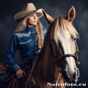 Нейрофото девушка на коне